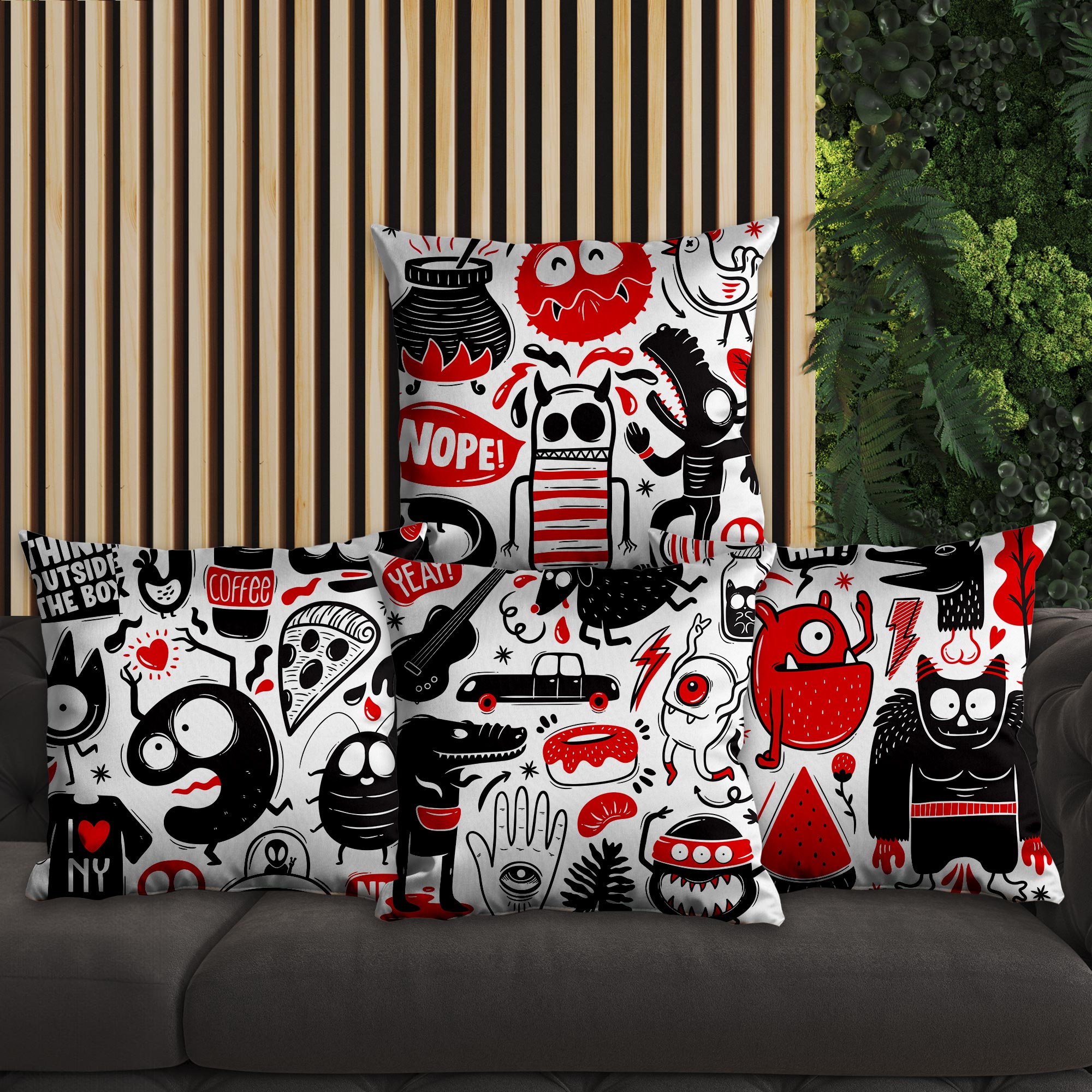 eJOYA Graffiti Tasarımlı 4'lü Yastık İçi Ve Kırlent Kılıfı 45cm 113840