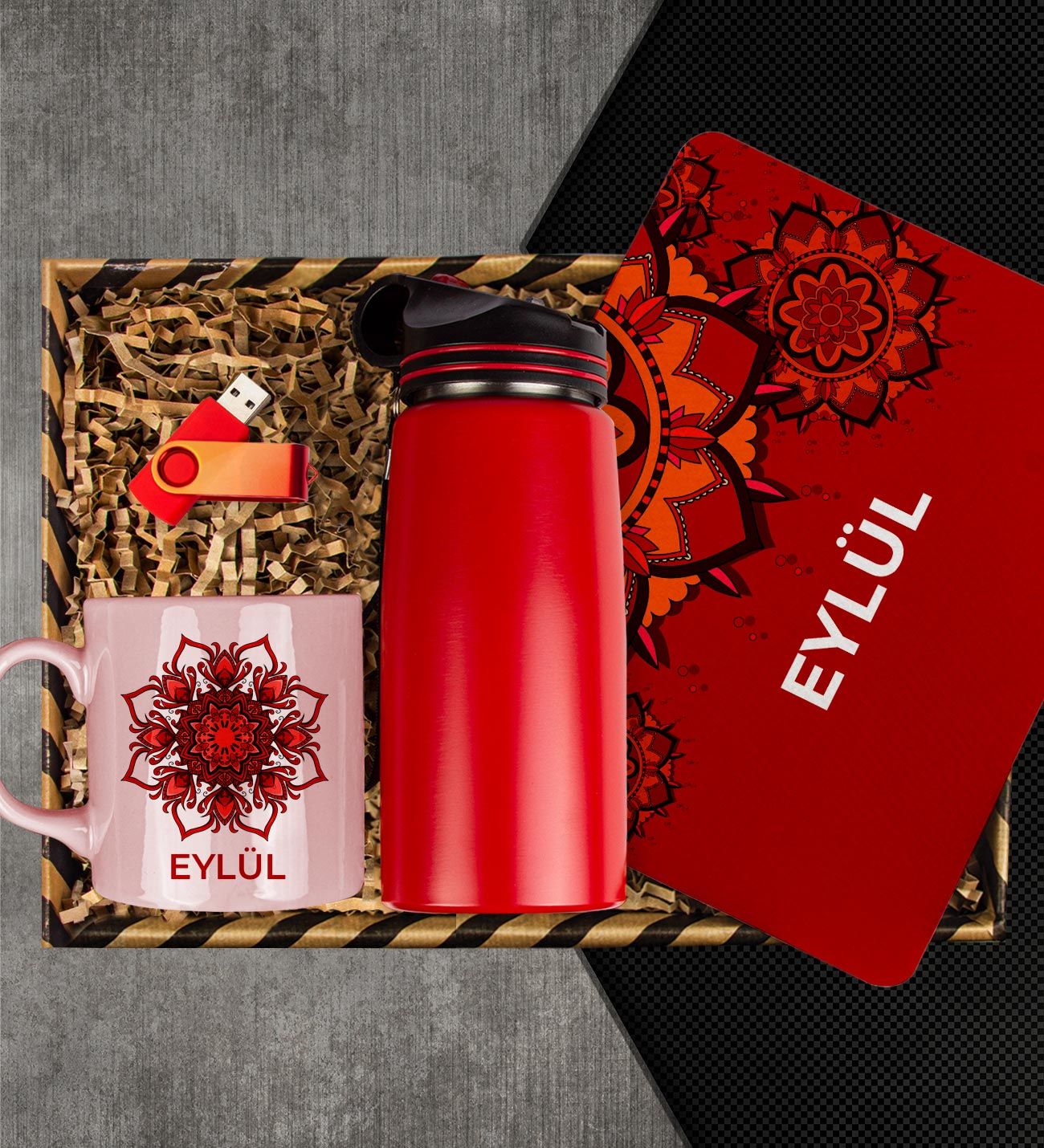 eJOYA Kişiye Özel Kupa & Mouse Pad & Matara & USB Bellek Hediye Kutusu 113075