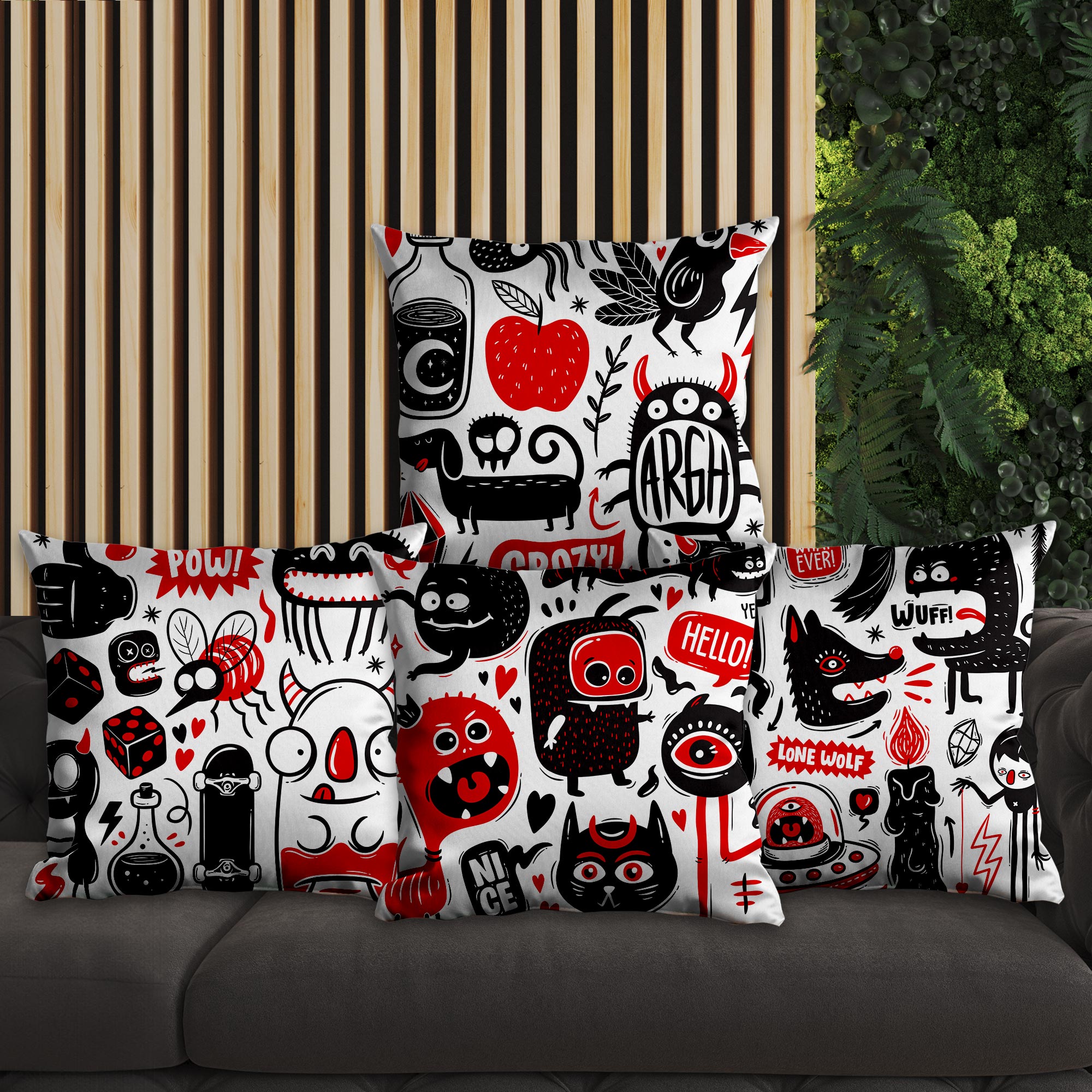 eJOYA Graffiti Tasarımlı 4'lü Yastık İçi Ve Kırlent Kılıfı 45cm 113841