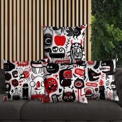 eJOYA Graffiti Tasarımlı 4'lü Yastık İçi Ve Kırlent Kılıfı 45cm 113841