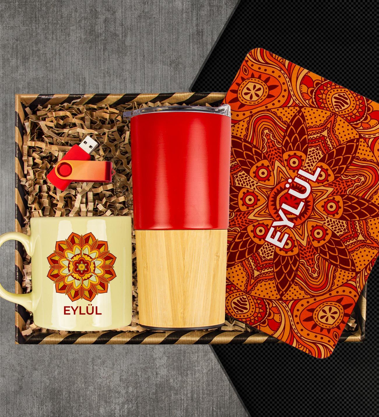 eJOYA Kişiye Özel Kupa & Mouse Pad & Termos & USB Bellek Hediye Kutusu 113077