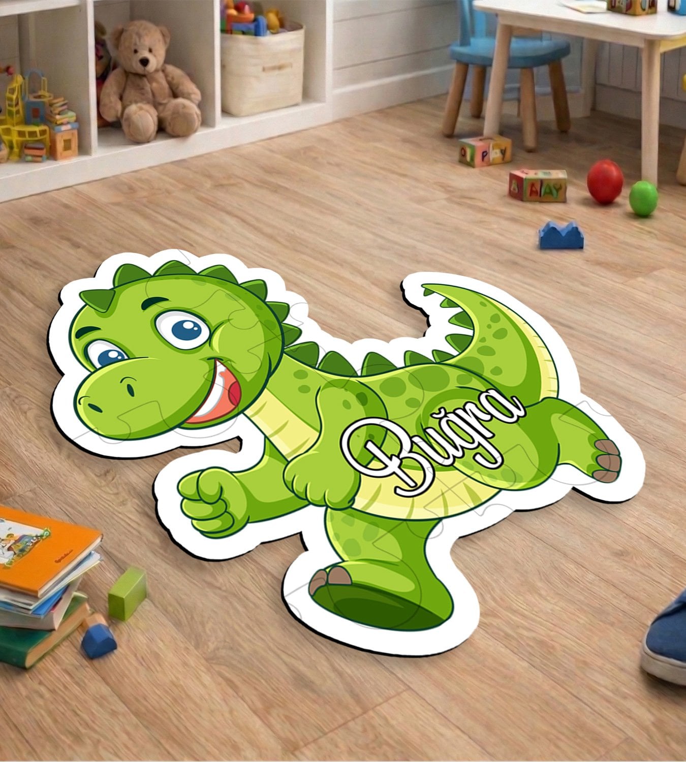 eJOYA Kişiye Özel Dinozor Tasarımlı Puzzle Keçe Halı 116285