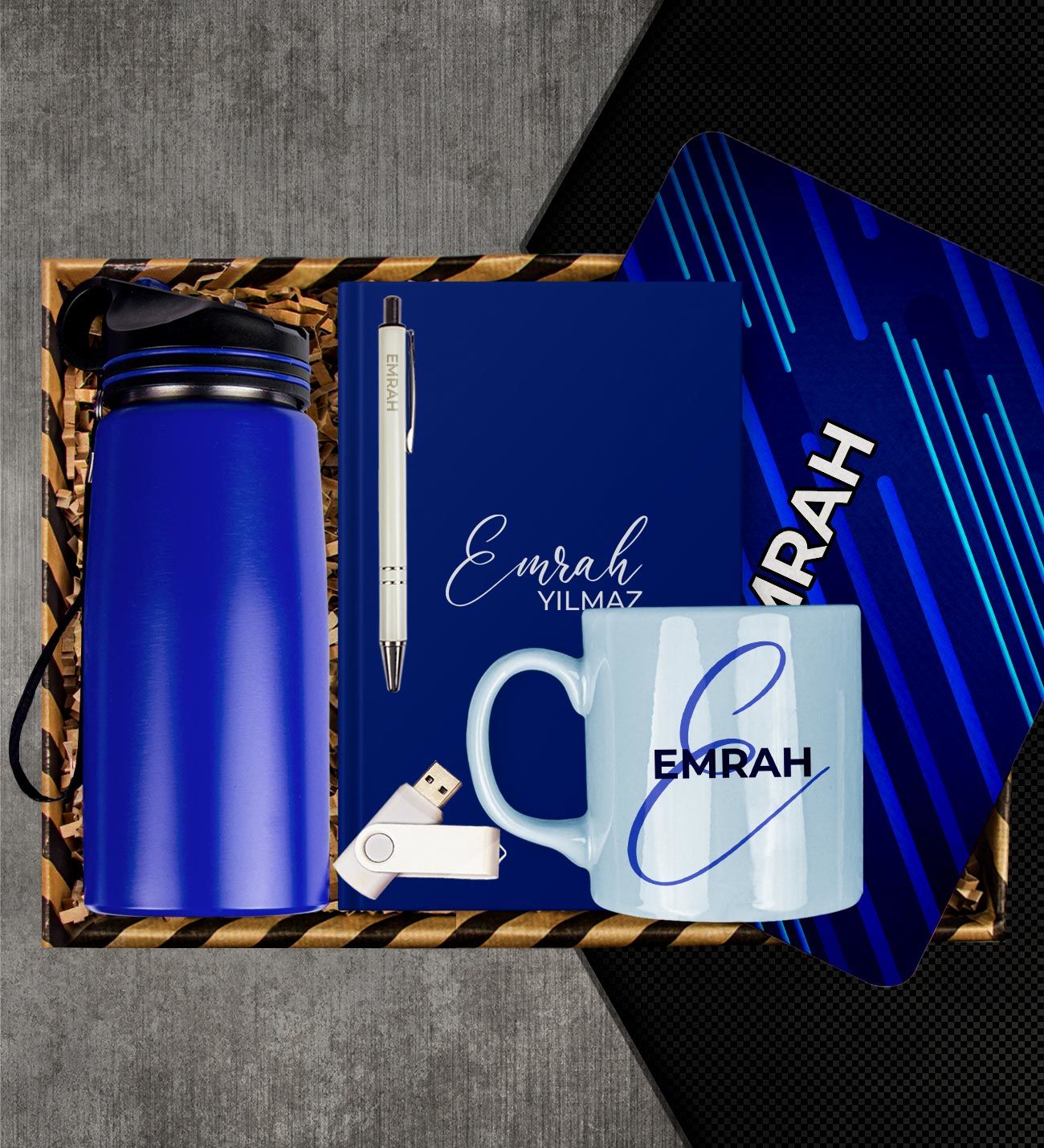 eJOYA Kişiye Özel Defter Kalem Kupa & Mouse Pad & Matara & USB Bellek Hediye Kutusu 113080