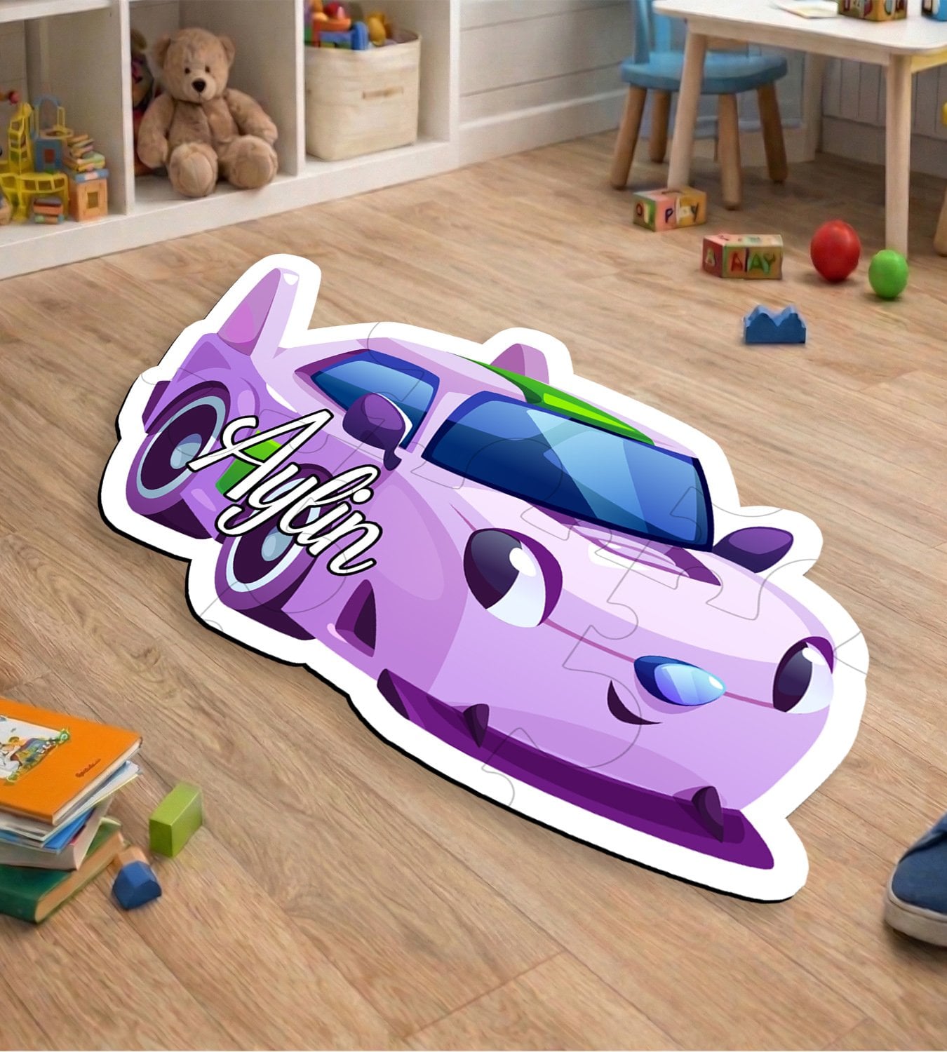 eJOYA Kişiye Özel Araba Tasarımlı Puzzle Keçe Halı 116287