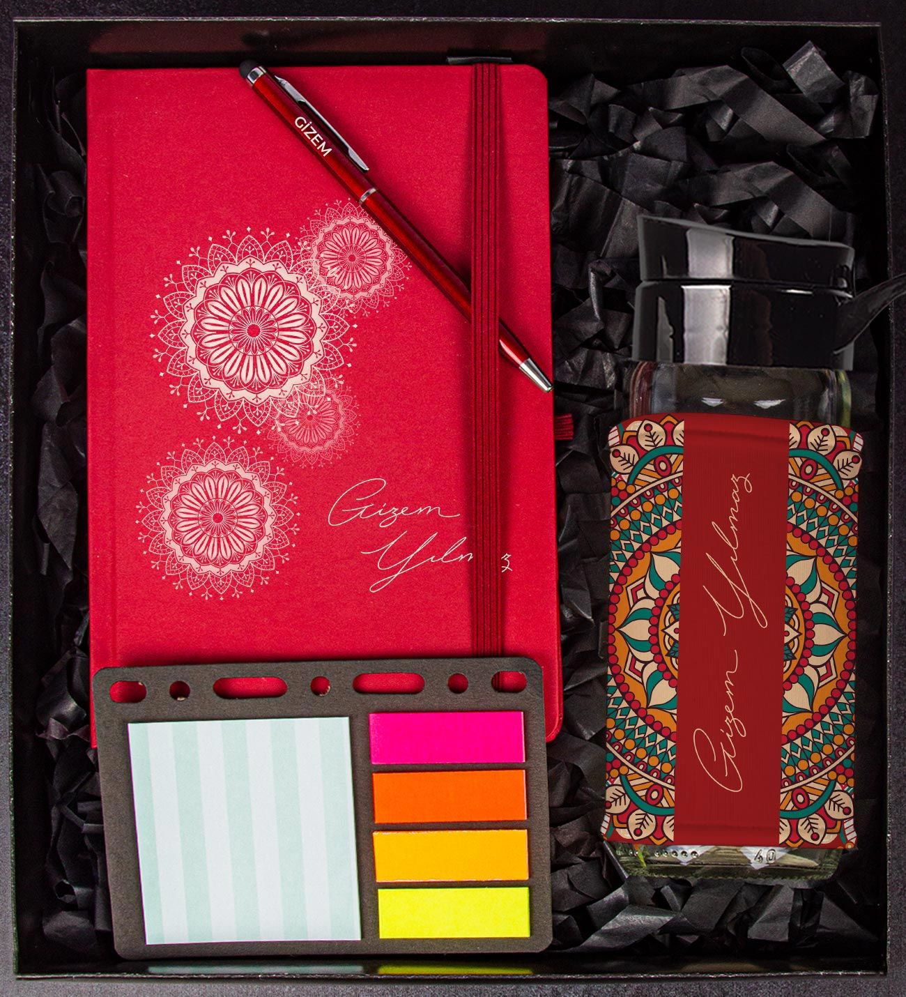 eJOYA Kişiye Özel Defter Kalem Matara Ve Mini Organizer Ofis Kırtasiye Hediye Kutusu 110319