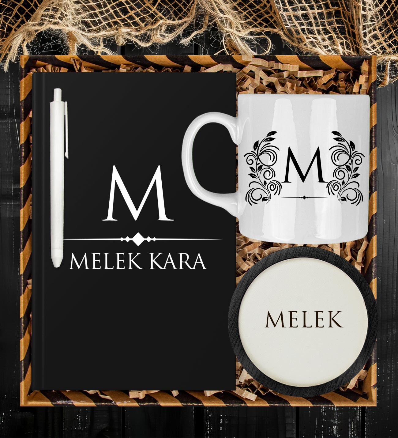 eJOYA Kişiye Özel Defter Kalem Kupa Ve Bardak Altlığı Hediye Seti 81758