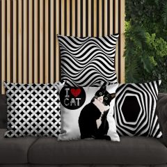 eJOYA Çizgisel Tasarımlı 4'lü Yastık İçi Ve Kırlent Kılıfı 45cm 113858