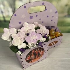 eJOYA Kişiye Özel Resimli Kokulu Taş Aranjmanı Ve Çikolatası 116302