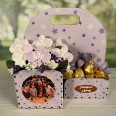 eJOYA Kişiye Özel Resimli Kokulu Taş Aranjmanı Ve Çikolatası 116302