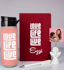 eJOYA Kişiye Özel Defter Kalem Matara Ve Fotoğraflı Notluk Hediye Seti 93512