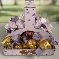 eJOYA Kişiye Özel Resimli Kokulu Taş Aranjmanı Ve Çikolatası 116303