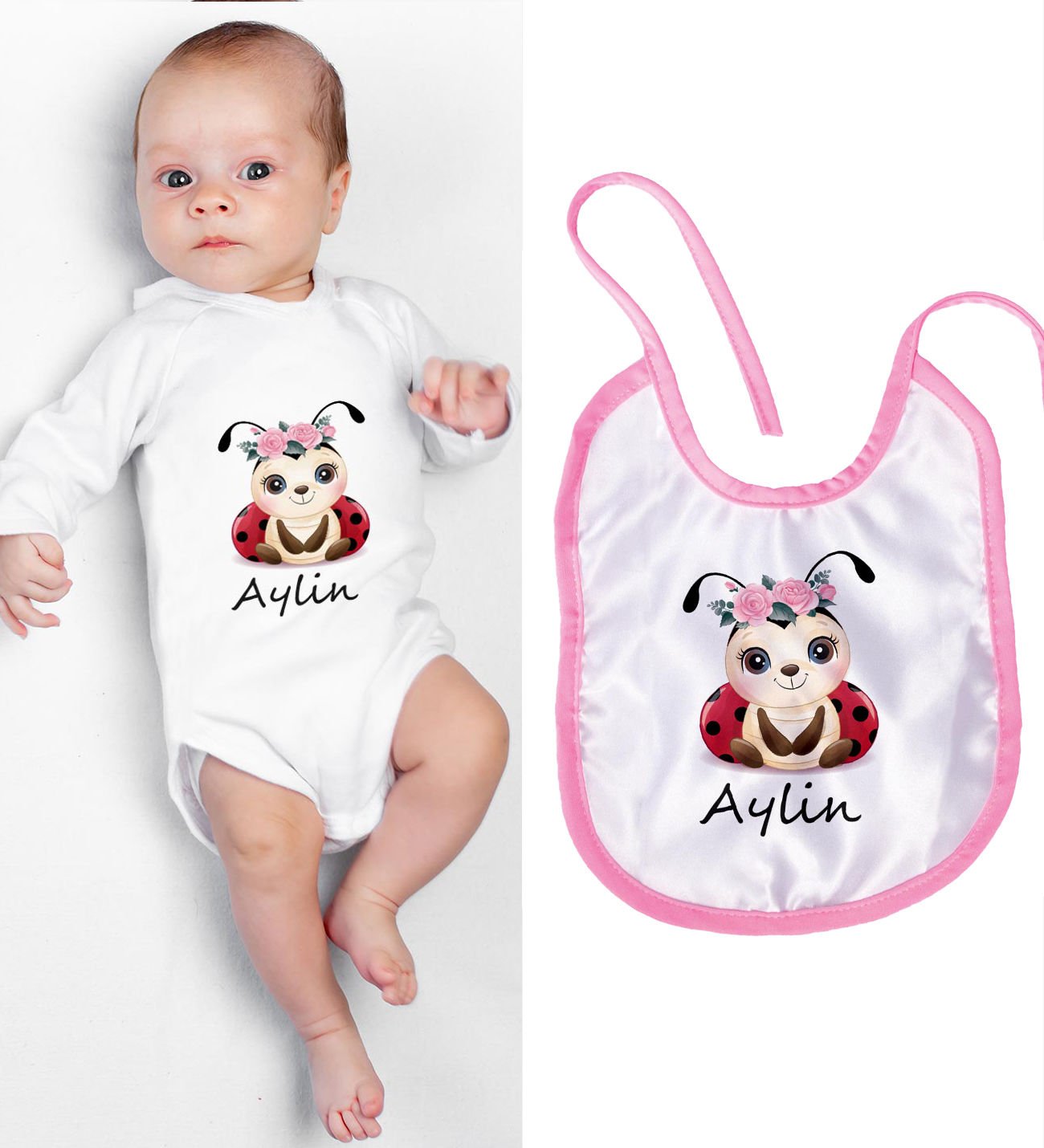 eJOYA Kişiye Özel Zıbın Ve Önlük Bebek Hediye Seti 110108