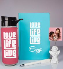eJOYA Kişiye Özel Defter Kalem Matara Ve Fotoğraflı Notluk Hediye Seti 93514