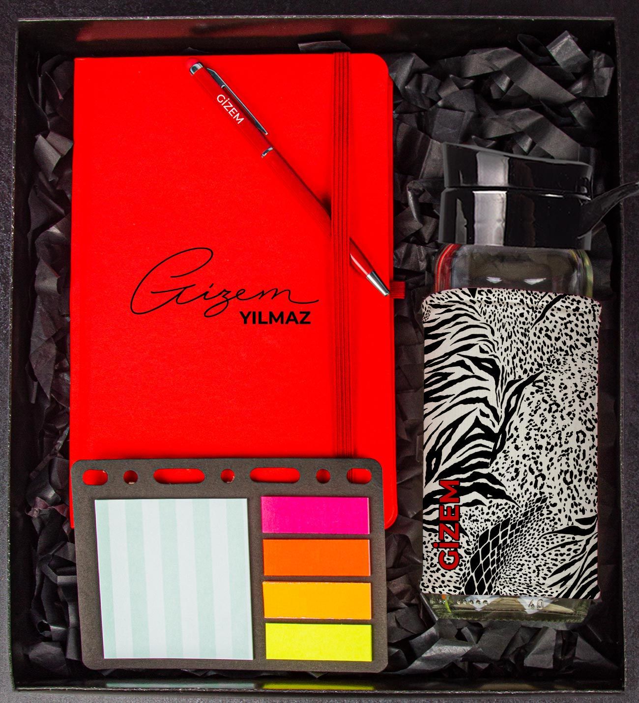 eJOYA Kişiye Özel Defter Kalem Matara Ve Mini Organizer Ofis Kırtasiye Hediye Kutusu 110328