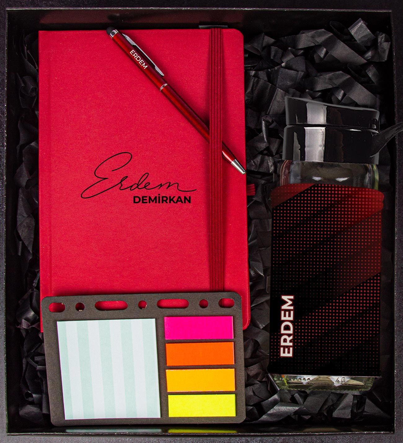 eJOYA Kişiye Özel Defter Kalem Matara Ve Mini Organizer Ofis Kırtasiye Hediye Kutusu 110329