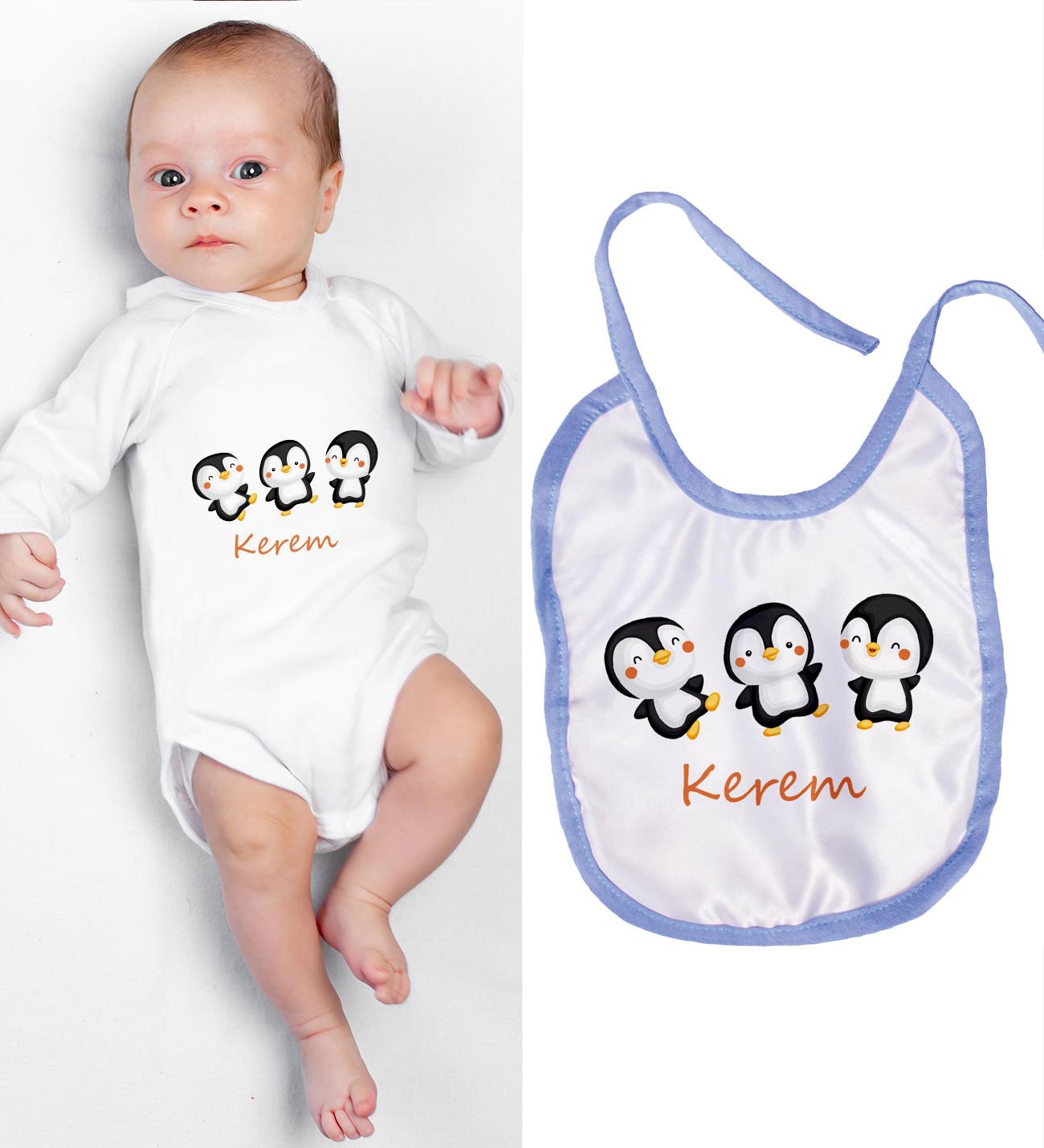 eJOYA Kişiye Özel Zıbın Ve Önlük Bebek Hediye Seti 110117