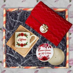 eJOYA Annelere Özel Türk Kahvesi Fincanı & Mum & Cüzdan Hediye Kutusu 116315