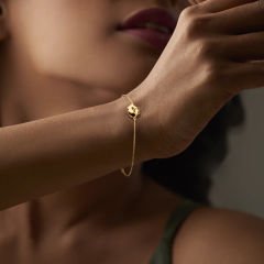 eJOYA 14 Ayar Altın Çift Kalp  Bileklik 113874