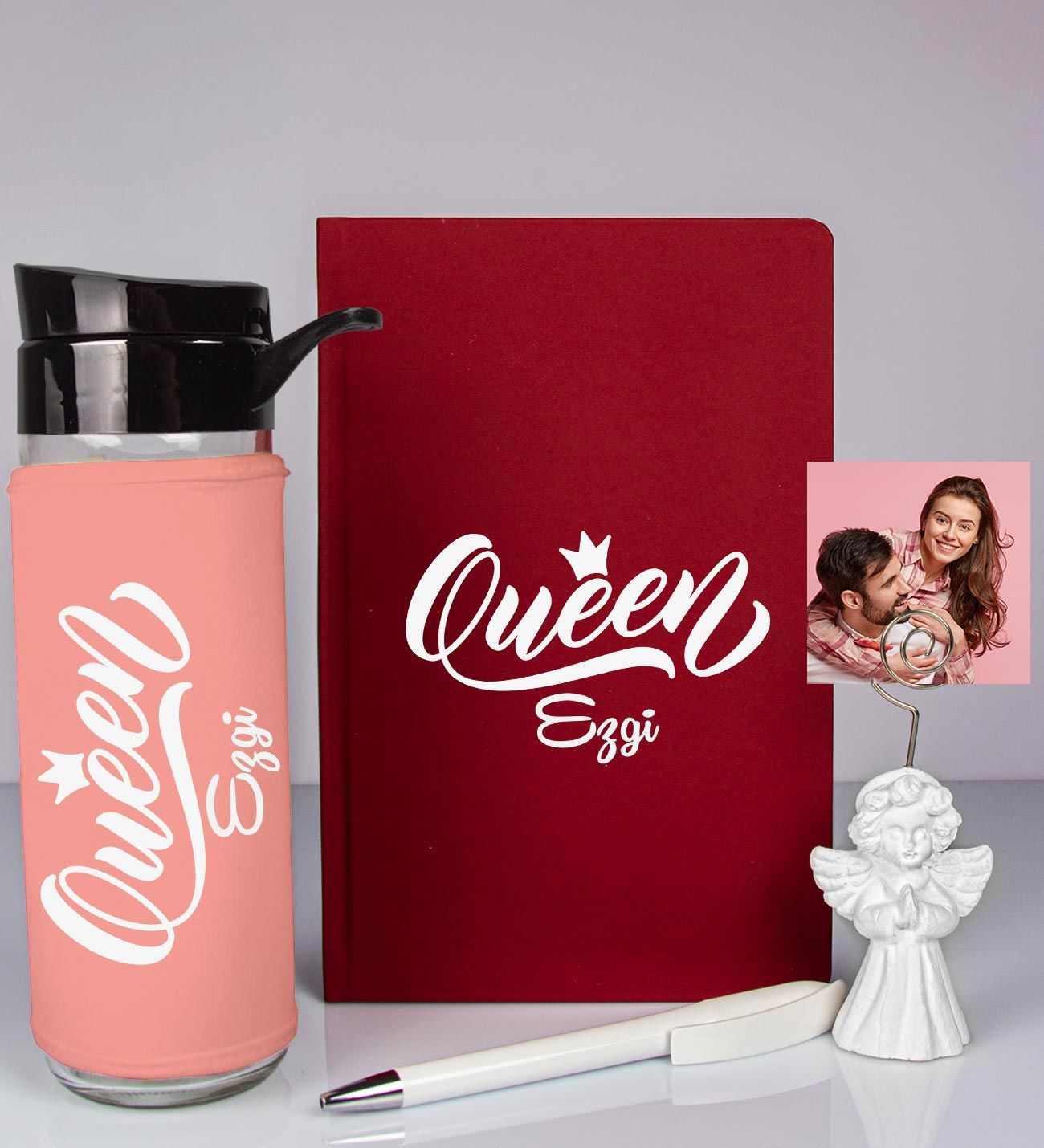 eJOYA Kişiye Özel Defter Kalem Matara Ve Fotoğraflı Notluk Hediye Seti 93527