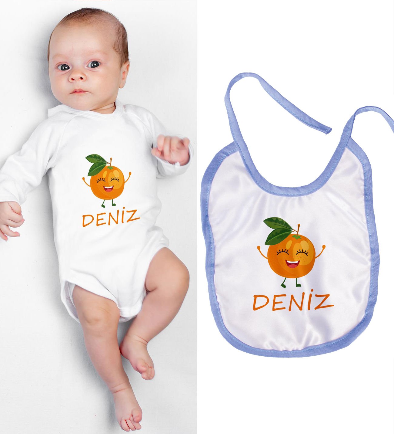 eJOYA Kişiye Özel Zıbın Ve Önlük Bebek Hediye Seti 110126