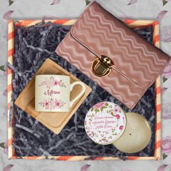 eJOYA Annelere Özel Türk Kahvesi Fincanı & Mum & Cüzdan Hediye Kutusu 116323