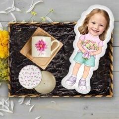 eJOYA Annelere Özel Türk Kahvesi Fincanı & Mum & Oyuncak Yastık Hediye Kutusu 116326