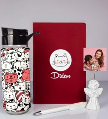 eJOYA Kişiye Özel Defter Kalem Matara Ve Fotoğraflı Notluk Hediye Seti 93536
