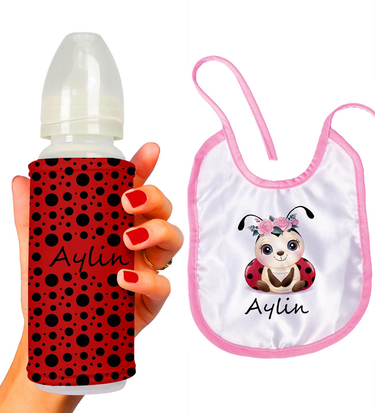 eJOYA Kişiye Özel Biberon Ve Önlük Bebek Hediye Seti 110132