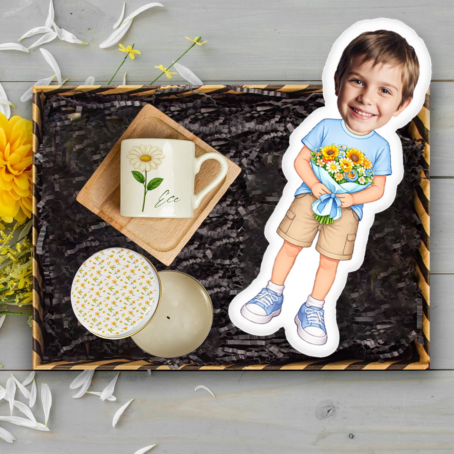 eJOYA Annelere Özel Türk Kahvesi Fincanı & Mum & Oyuncak Yastık Hediye Kutusu 116331