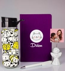 eJOYA Kişiye Özel Defter Kalem Matara Ve Fotoğraflı Notluk Hediye Seti 93541