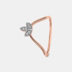 eJOYA 14 Ayar Altın Taşlı Lotus Chevron Yüzük 113884