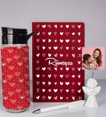 eJOYA Kişiye Özel Defter Kalem Matara Ve Fotoğraflı Notluk Hediye Seti 93544