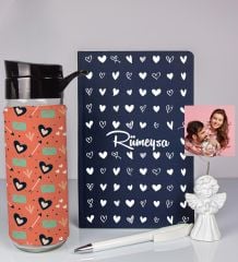 eJOYA Kişiye Özel Defter Kalem Matara Ve Fotoğraflı Notluk Hediye Seti 93545
