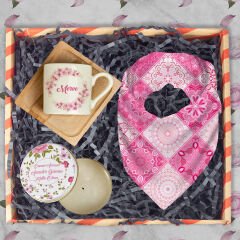 eJOYA Annelere Özel Türk Kahvesi Fincanı & Mum & Fular Hediye Kutusu 116344