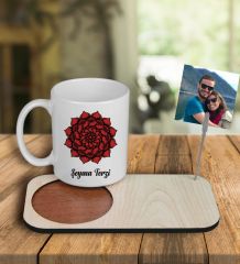 eJOYA Kişiye Özel Tasarım Kupa Bardak Ve Fotoğraflı Notluk Ahşap Bardak Altlığı 100900