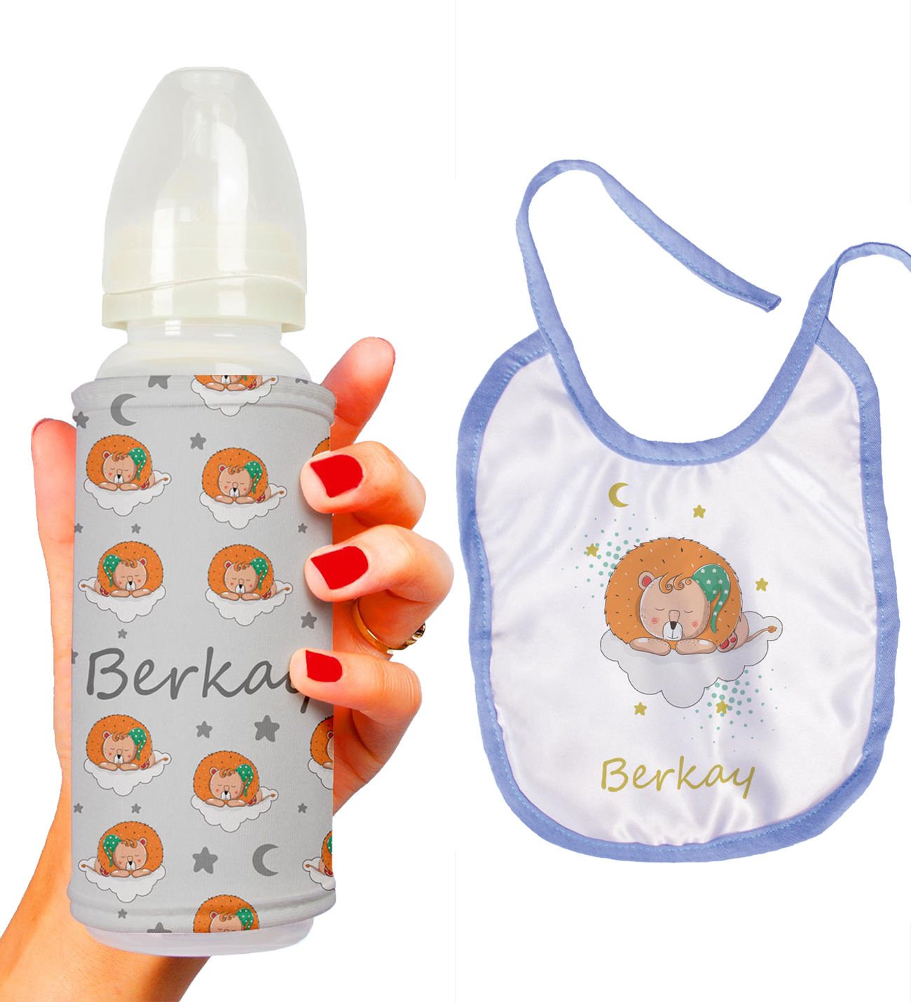 eJOYA Kişiye Özel Biberon Ve Önlük Bebek Hediye Seti 110151