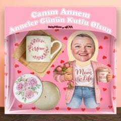 eJOYA Annelere Özel Türk Kahvesi Fincanı & Mum & Oyuncak Yastık Hediye Kutusu 116347