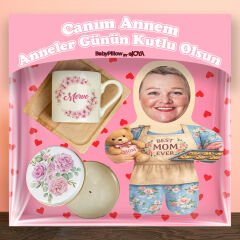 eJOYA Annelere Özel Türk Kahvesi Fincanı & Mum & Oyuncak Yastık Hediye Kutusu 116348