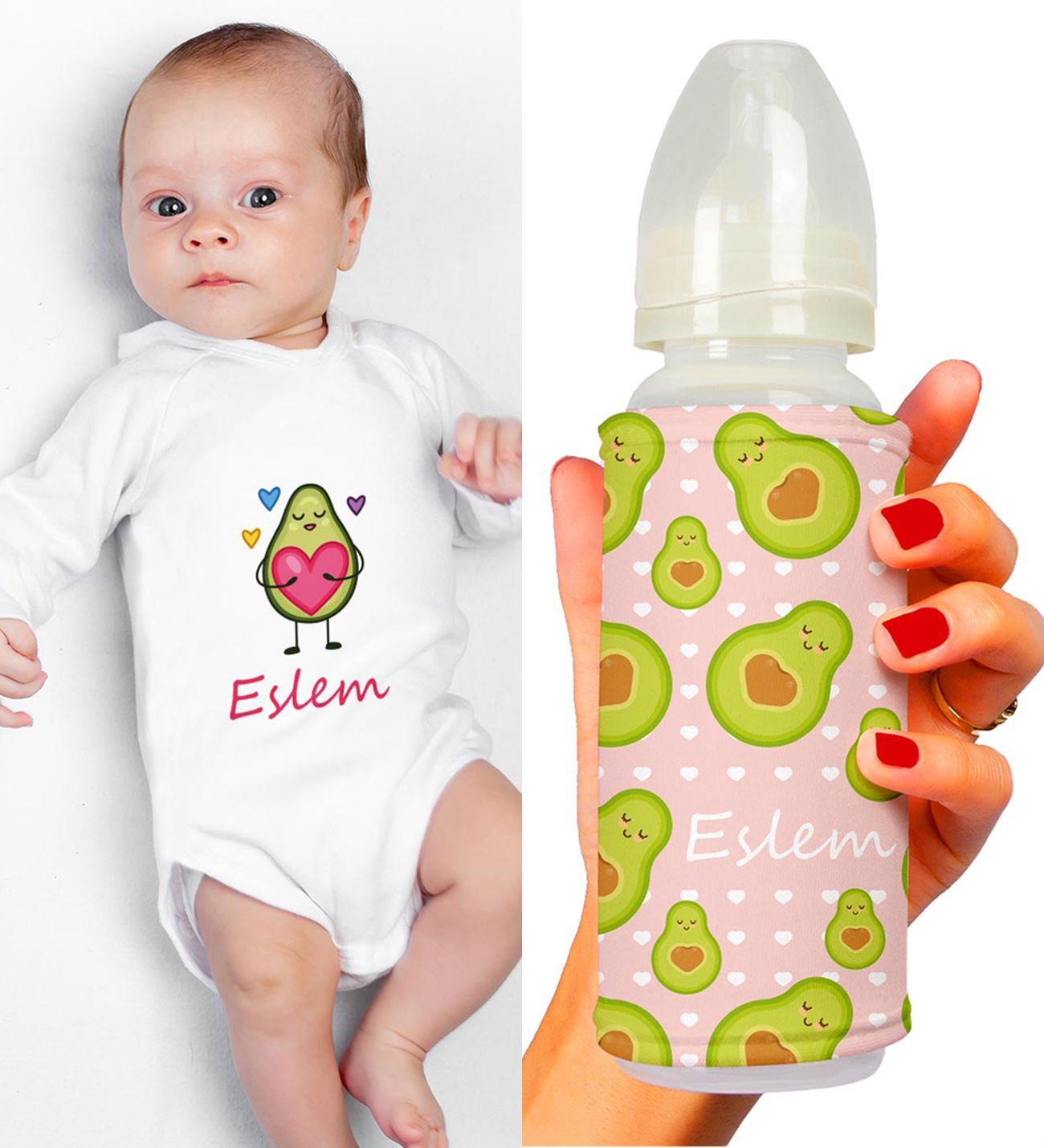 eJOYA Kişiye Özel Zıbın Ve Biberon Bebek Hediye Seti 110153