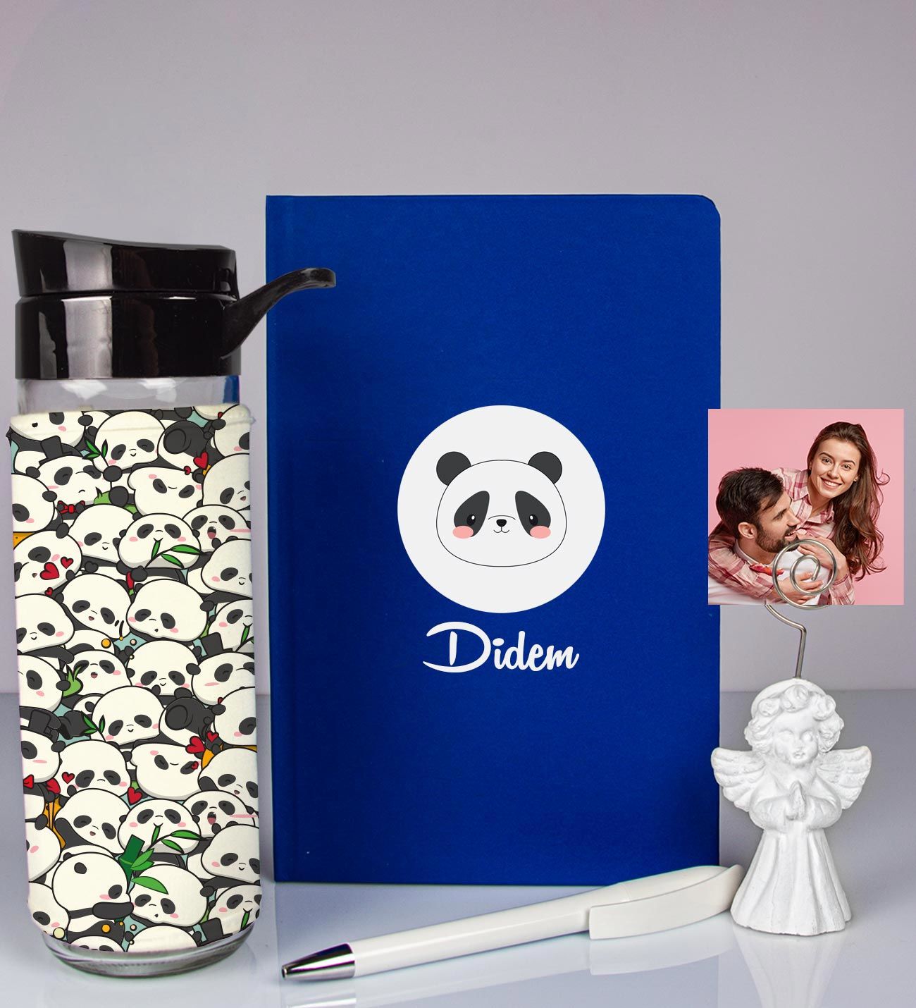 eJOYA Kişiye Özel Defter Kalem Matara Ve Fotoğraflı Notluk Hediye Seti 93558