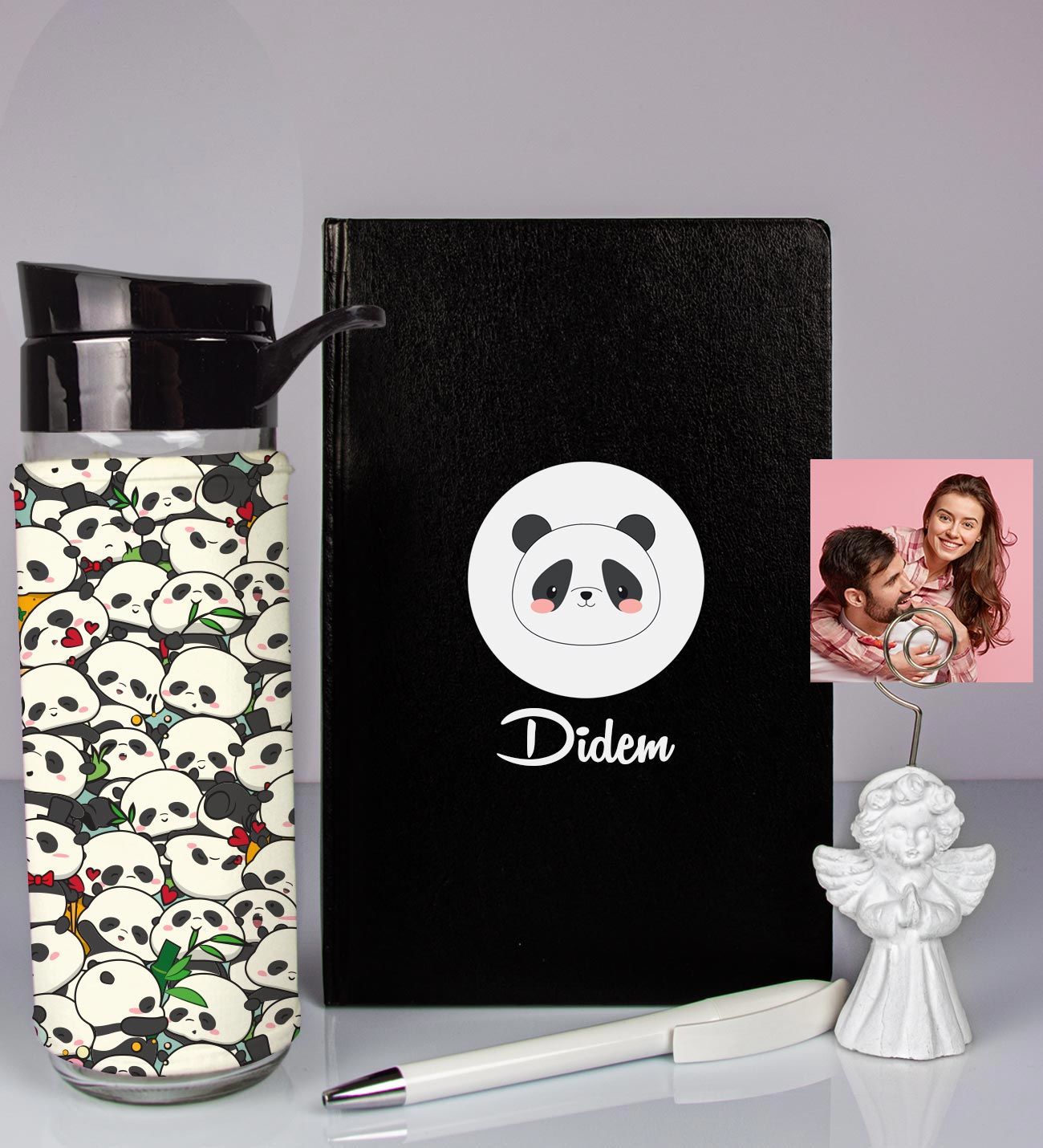 eJOYA Kişiye Özel Defter Kalem Matara Ve Fotoğraflı Notluk Hediye Seti 93559