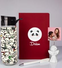 eJOYA Kişiye Özel Defter Kalem Matara Ve Fotoğraflı Notluk Hediye Seti 93560