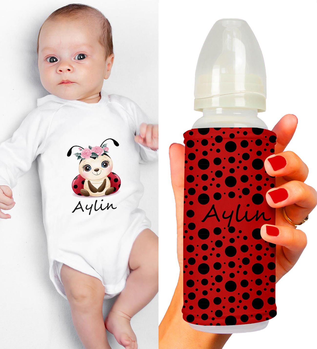 eJOYA Kişiye Özel Zıbın Ve Biberon Bebek Hediye Seti 110156