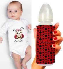 eJOYA Kişiye Özel Zıbın Ve Biberon Bebek Hediye Seti 110156