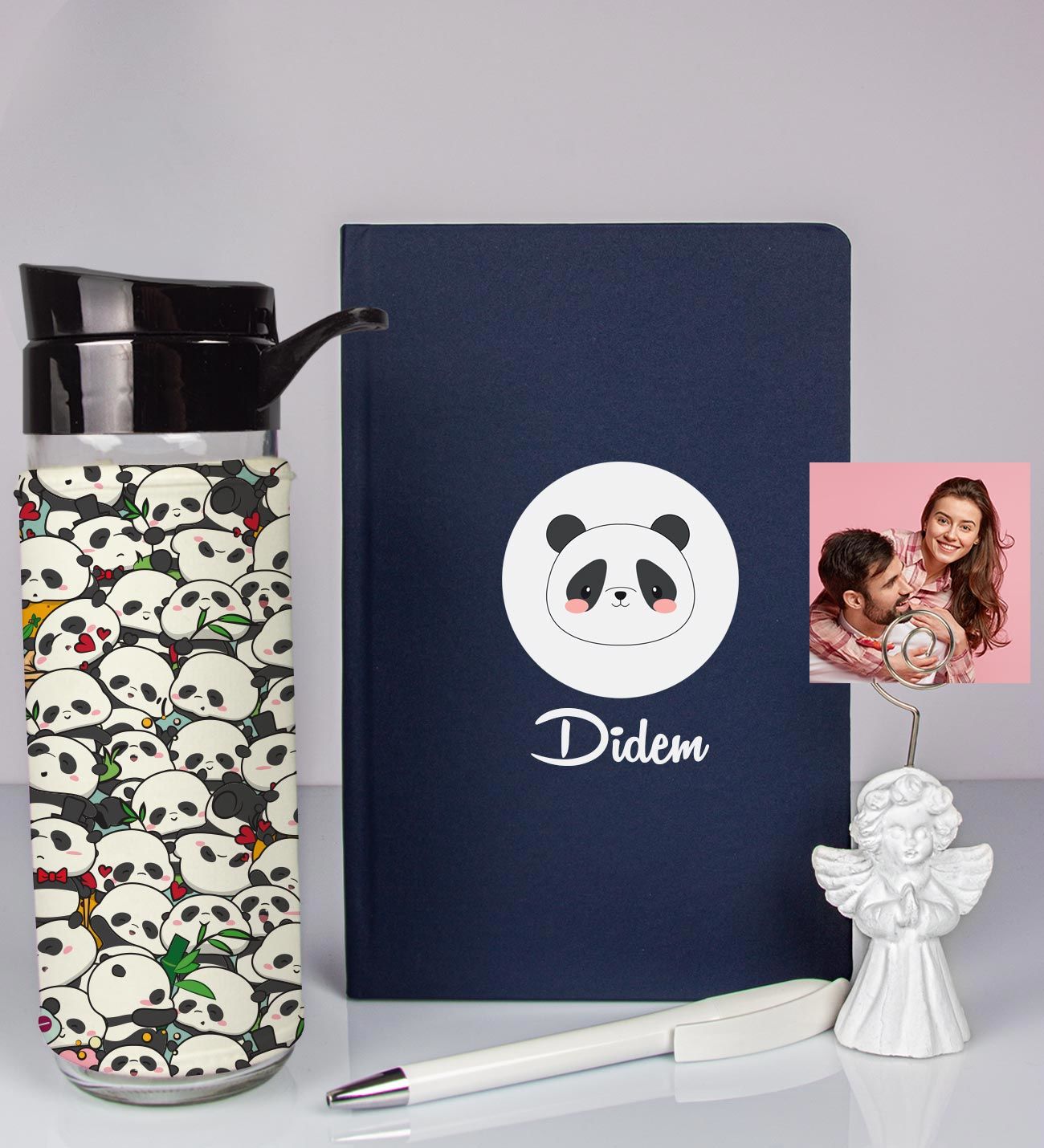 eJOYA Kişiye Özel Defter Kalem Matara Ve Fotoğraflı Notluk Hediye Seti 93561