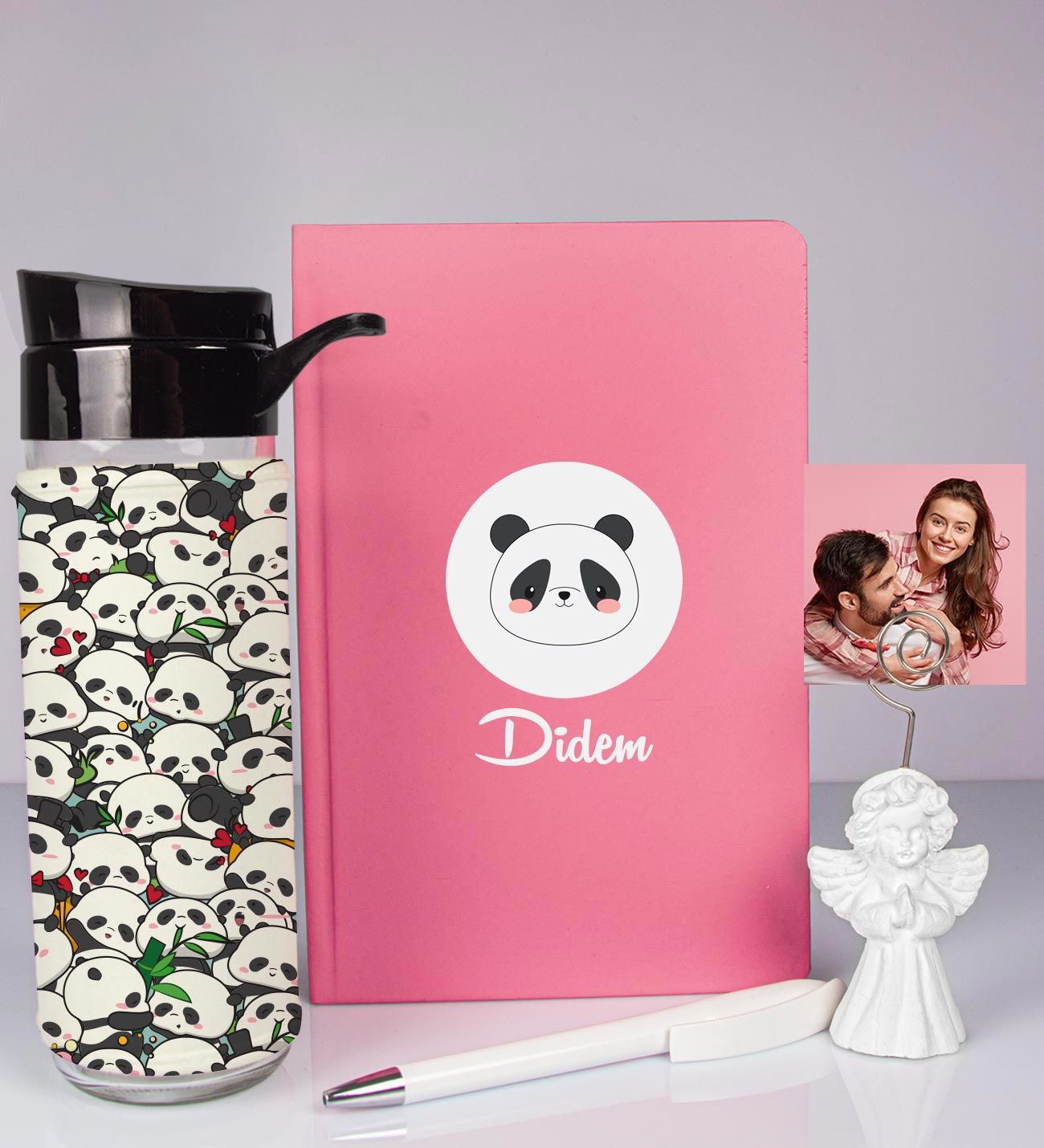 eJOYA Kişiye Özel Defter Kalem Matara Ve Fotoğraflı Notluk Hediye Seti 93563