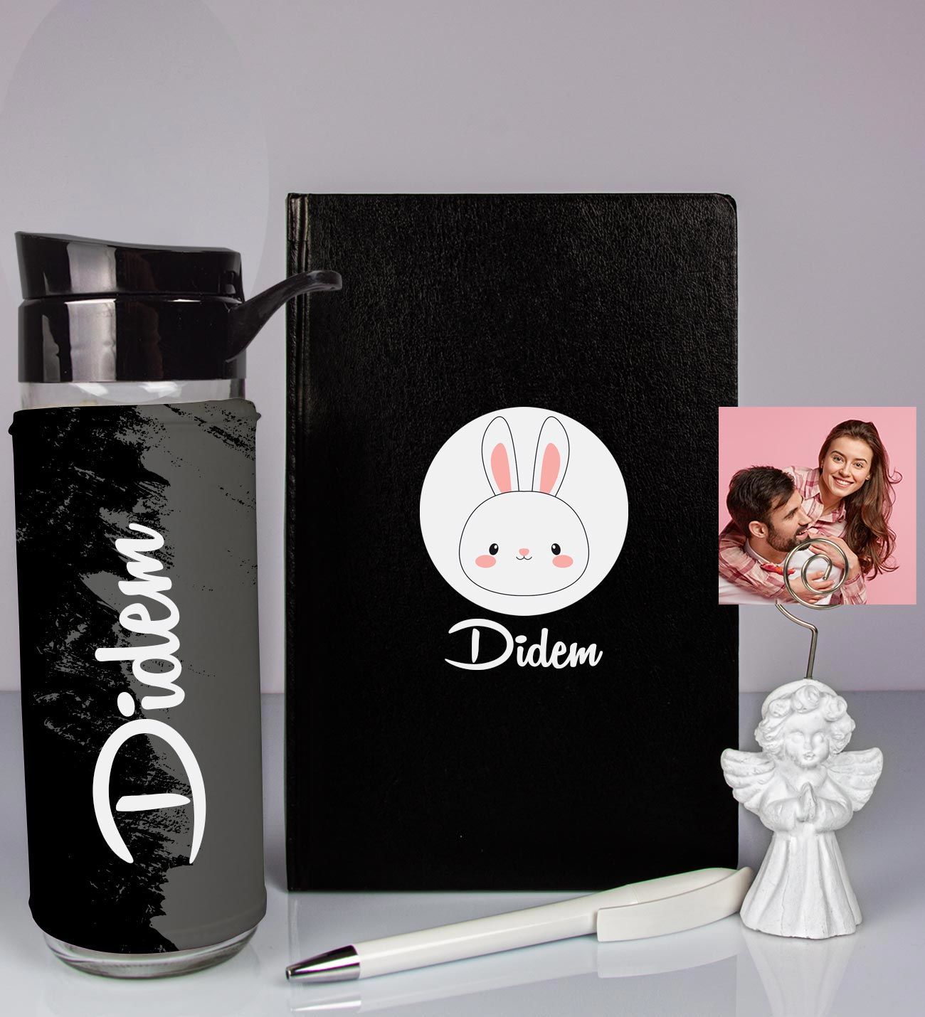 eJOYA Kişiye Özel Defter Kalem Matara Ve Fotoğraflı Notluk Hediye Seti 93567