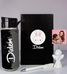 eJOYA Kişiye Özel Defter Kalem Matara Ve Fotoğraflı Notluk Hediye Seti 93567