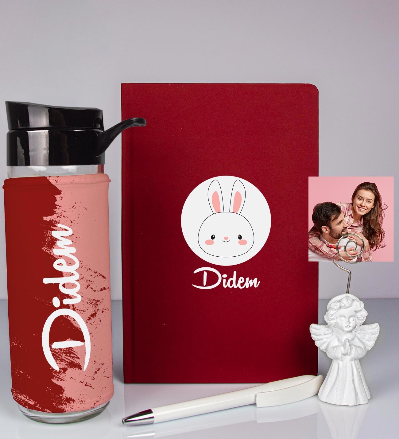 eJOYA Kişiye Özel Defter Kalem Matara Ve Fotoğraflı Notluk Hediye Seti 93568
