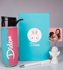 eJOYA Kişiye Özel Defter Kalem Matara Ve Fotoğraflı Notluk Hediye Seti 93570